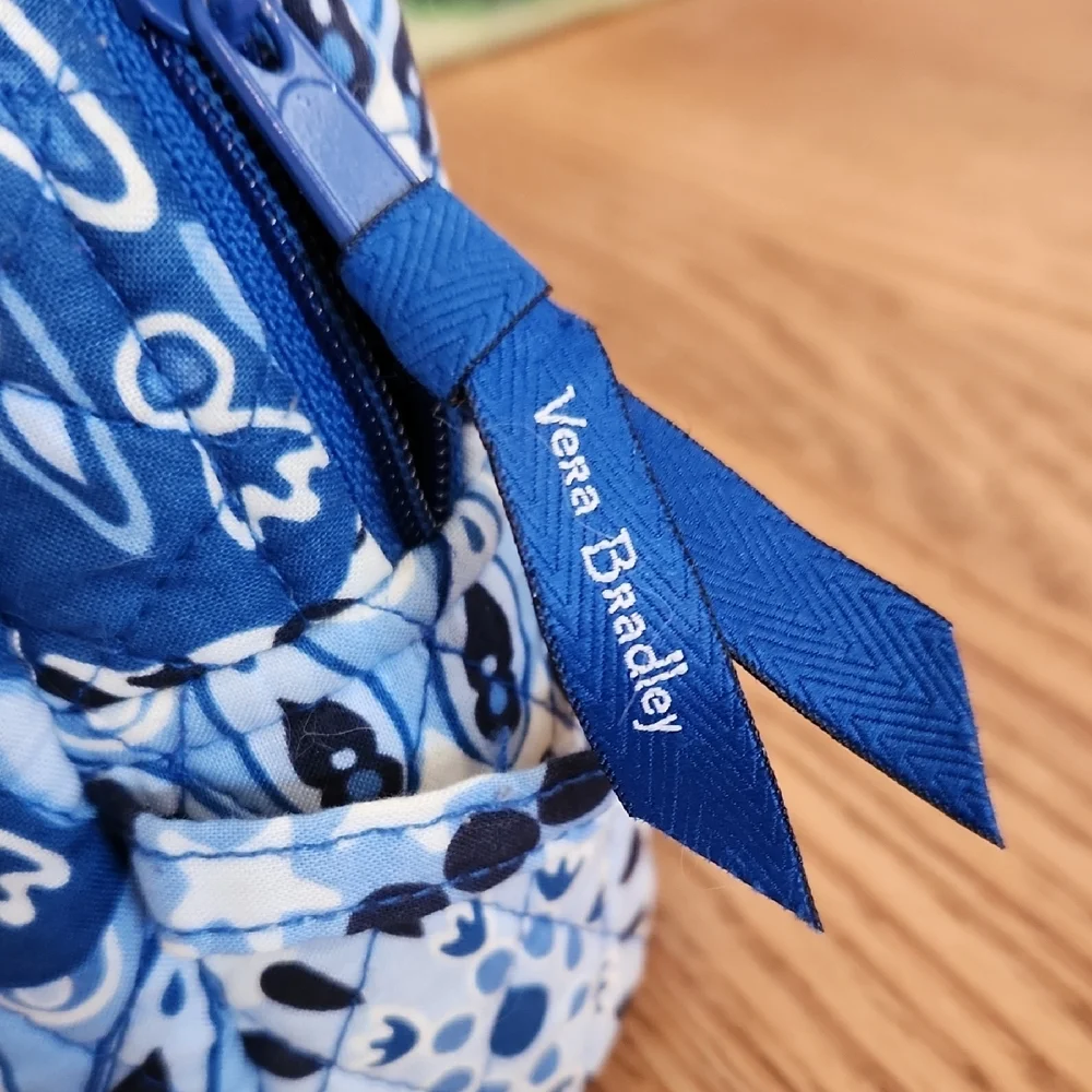 Vera Bradley Blue Floral Quilted Cosmetic Bag